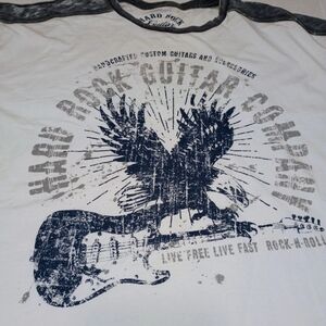 Hard Rock Cafe White and Blue Graphic Tee